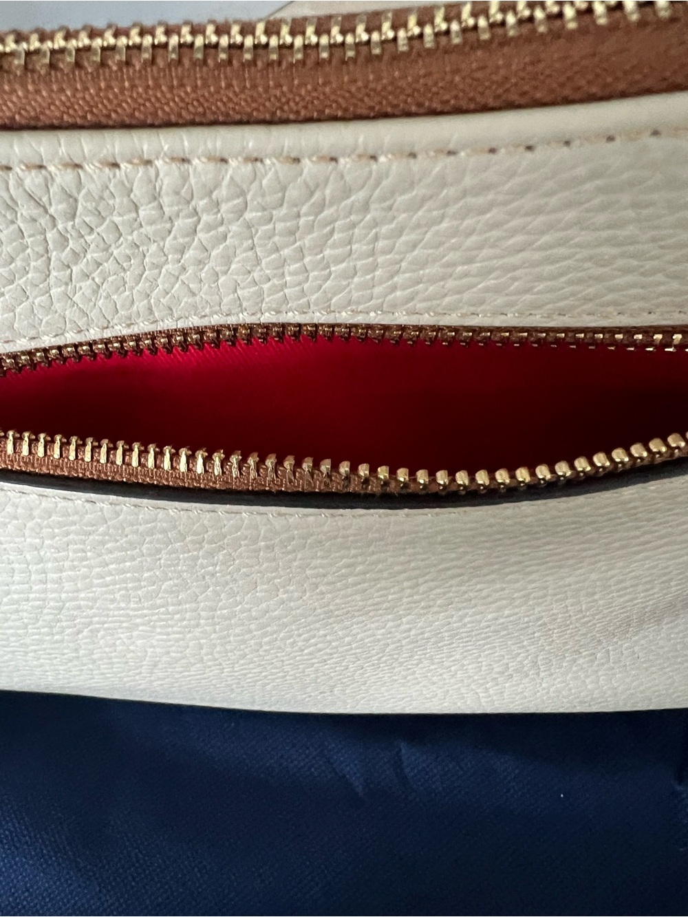 Dooney & Bourke Cream Pebble Leather Crossbody with Brown Trim - Picture 8 of 14